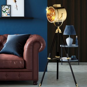 Illuminated Vertical Floor Lamp loft Industrial Style Tripod Lamp
